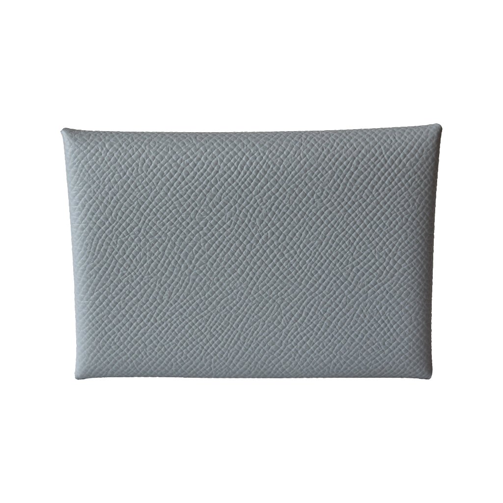 Hermes Calvi Duo Epsom Card Holder Silver Hardware Blue